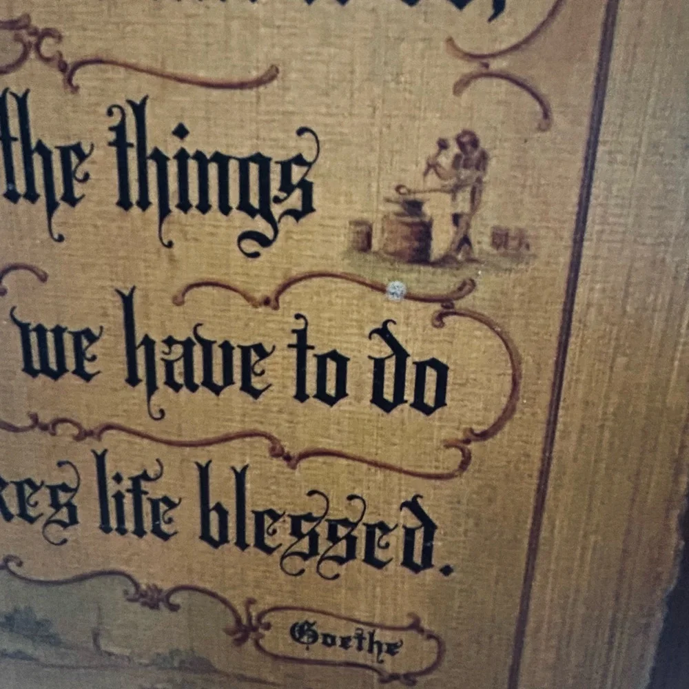 Vintage 1920s Decoupage on Wood Inspiration Blessings Cottagecore Grannycore